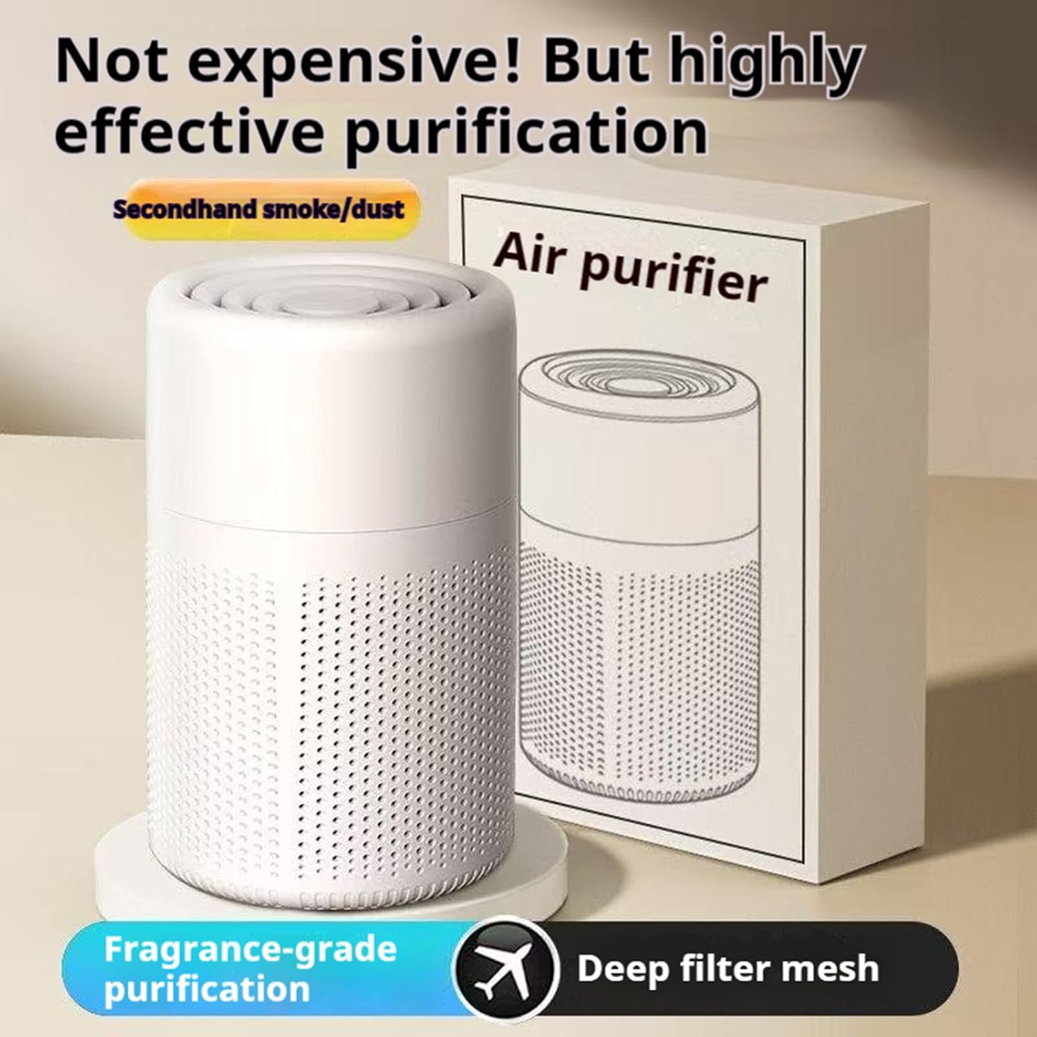 Filter Portable Purifier for home with USB Type C Cable,portabilitysmall air purifier,3-Stage Filtration System and Quiet Air Cleaner With Night Light,for Smokers Pollen Pets Dust Office,Aromatherapy - Image 3