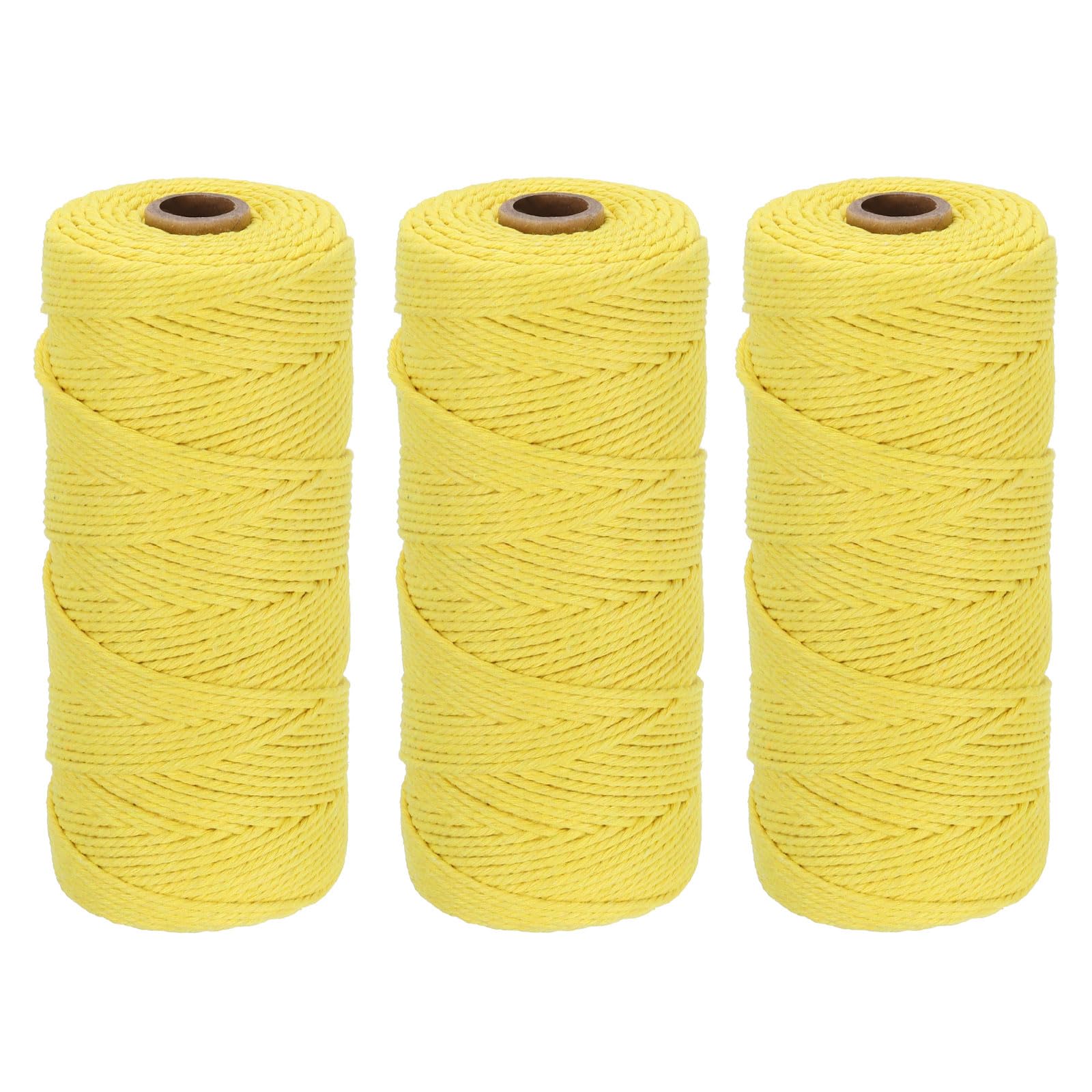 DMiotech 3 Pack 2mm x 170M (186 Yard) Yellow Natural Cotton Macrame Rope