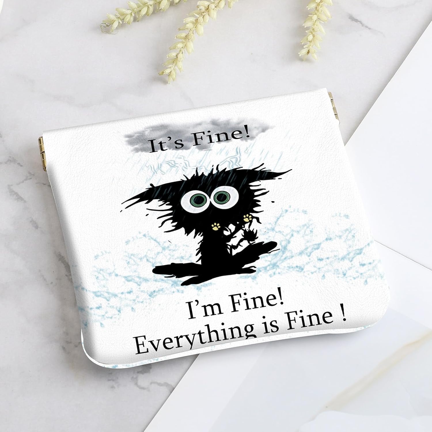 2Pcs PU Leather Small Squeeze Coin Purse Pouch Mini coin Bag Unique And Cute Wallet Cosmetic Bags Change Bag For Women Girls Men Cat struck by lightning image 5