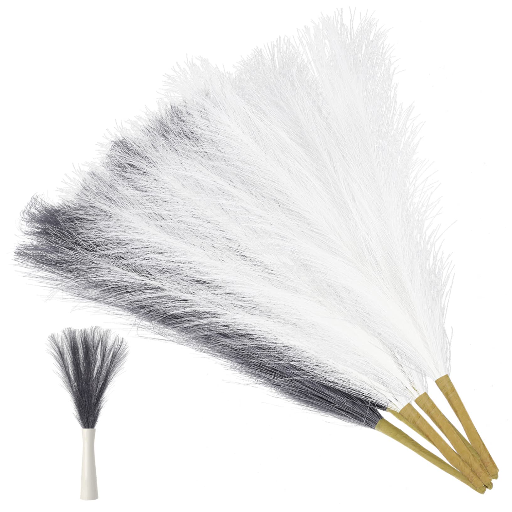 Amosfun 18 Pcs Branches D' Herbe De Pampa Séchée Tige Courte D' Bouquet Pampa Boho Gris Fausse Herbe De Pampa Faux Pompas Floraux Fil De Fer