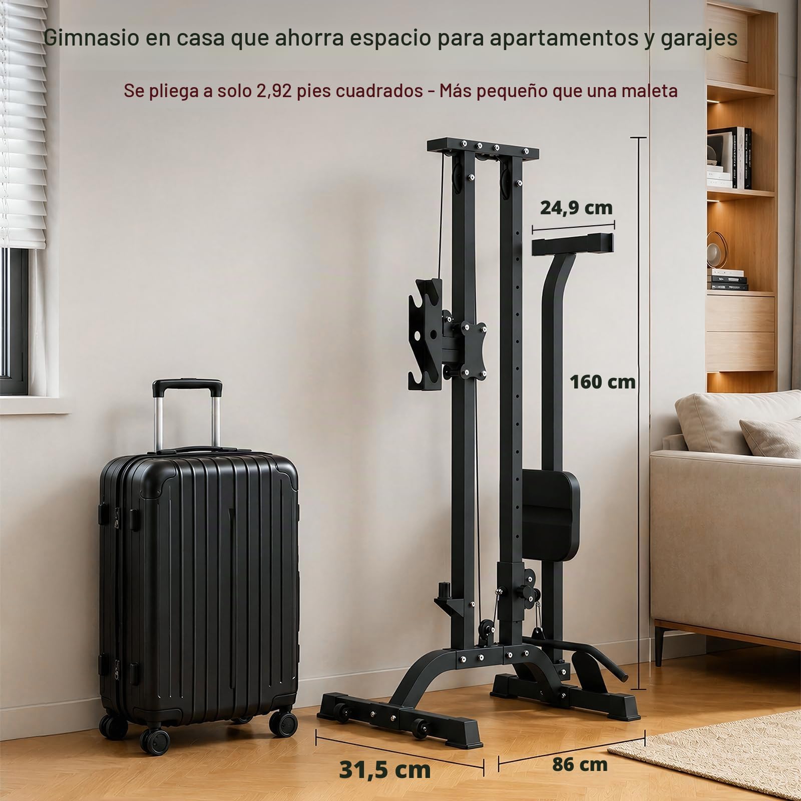 TOUSAINS Máquina de Cable para Gimnasio en casa, máquina Cruzada de Cables Cargados de 330 Libras, Entrenador Funcional 2 en 1 con máquina de Remo, diseño de Ahorro de Espacio para Gimnasio en casa