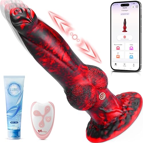 Thrusting Monster Dildo Sex Toys, Realistic Dragon Dildo Vibrator, Suction Cup Big Knot Dildos for G-spot Anal Hands-Free Play, Remote Control 7 Modes Adult Couple Fantasy Sex Toy Machine