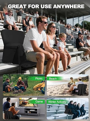 Miniatura 6 de Asiento de estadio con calefacción de doble cara de 25 pulgadas de ancho con soporte para el respaldo, cómodo cojín, asiento de estadio con
