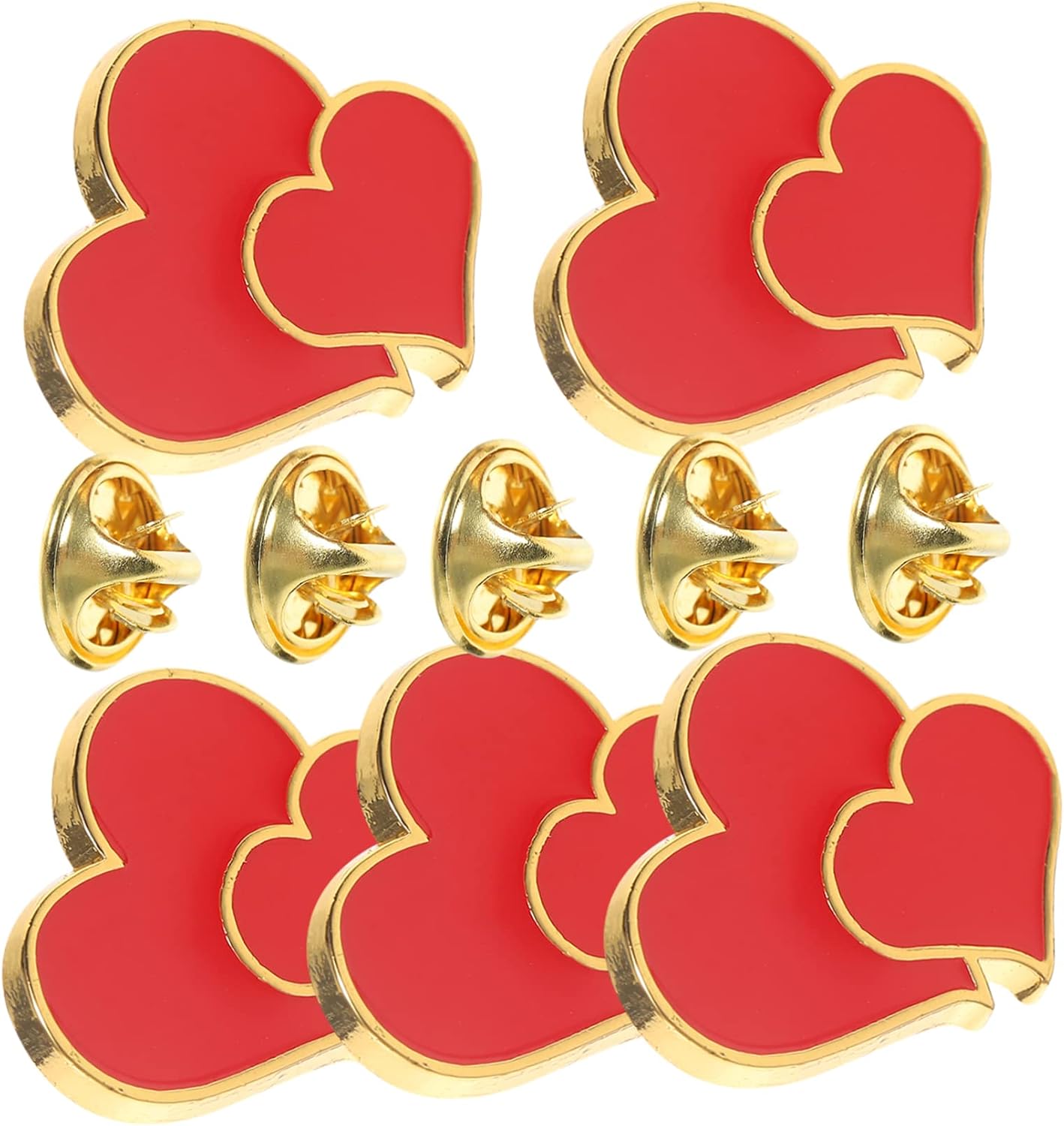 BESTOYARD Kid 18 Pcs Double Heart Brooch Tie Alloy Sweater Miss Red Shawl