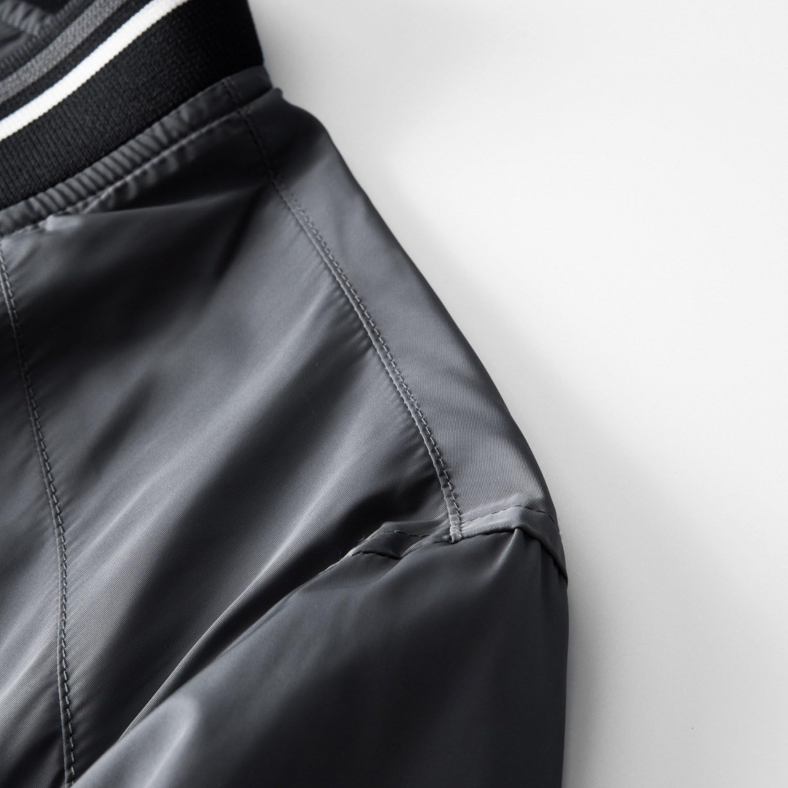 Blouson léger à col montant pour homme - Veste bomber avec poche - Veste de loisirs fine - Veste de sport pour l'extérieur et le printemps - Veste d'été à manches longues
