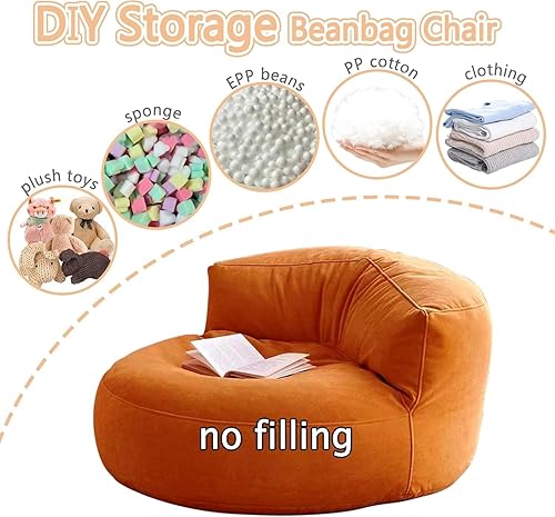 Miniatura 4 de Puf de felpilla (sin relleno), lavable, ultra suave, otomano, para niños y adultos, sillón perezoso, sofá, asiento de suelo, muebles de sala de