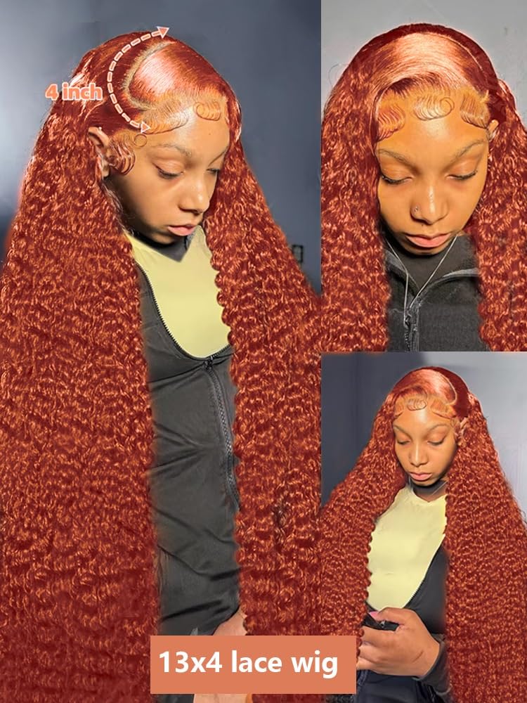 Amazon.com : wigs 250 Density Orange Ginger Colored Lace Front Wig
