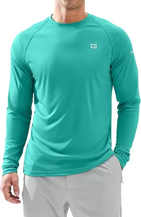 Men's Sun Protection Swim Lon Sleeve UPF 50+ Rash uard Lihtweiht Shirts | SPF, UV, Workout, Hikin, Fishin, Athletic, Runnin, Thumb Hole, Reflective Desin Shirt