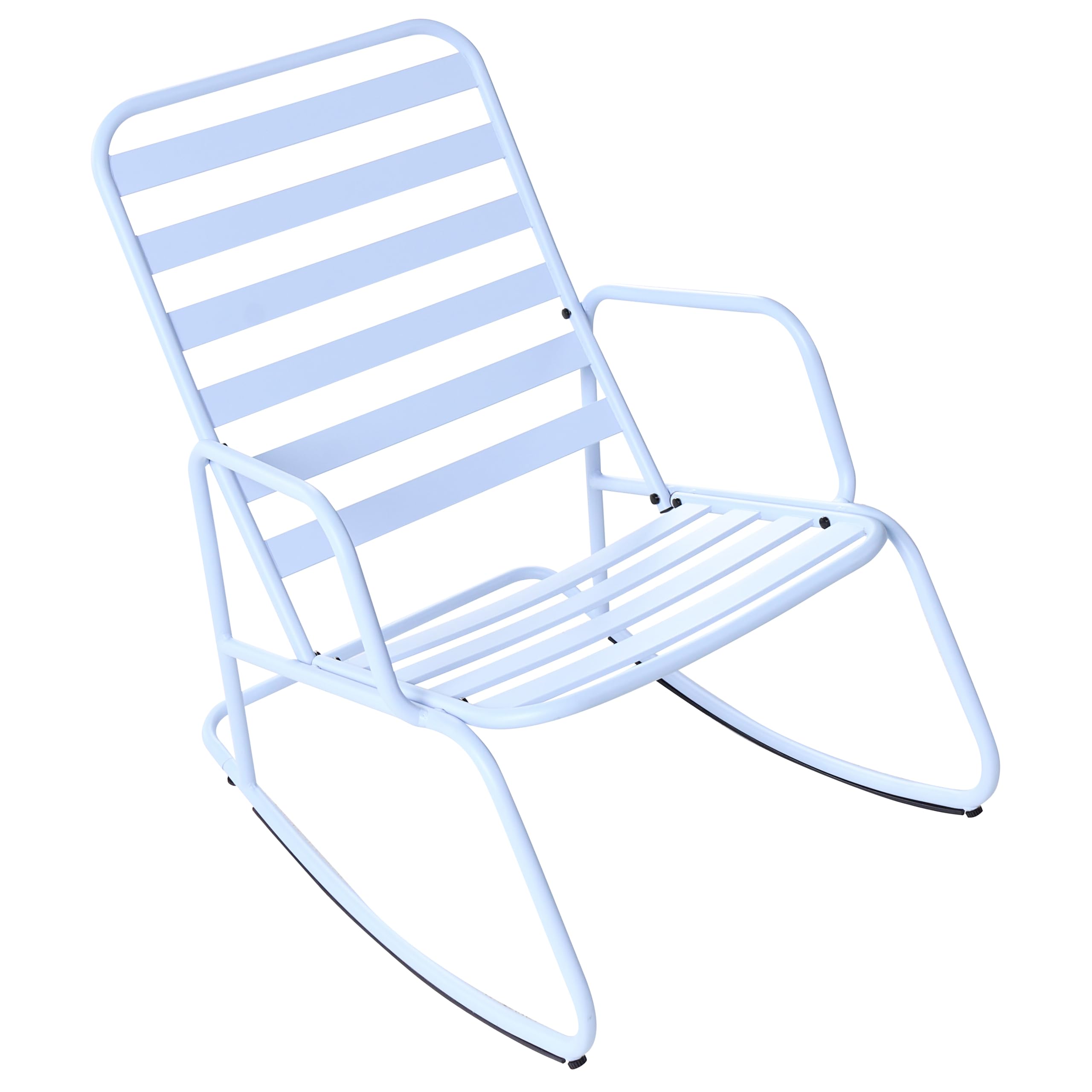 Beliani Sedia a dondolo da giardino moderna in metallo Design a doghe per esterni Alluminio Azzurro