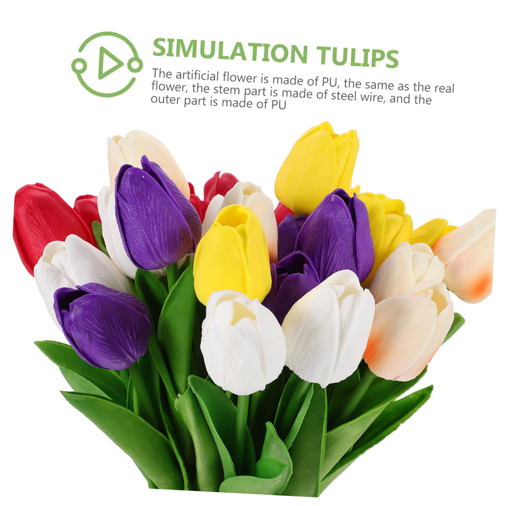GARVALON 25 Stück Künstliche Tulpen Garten Dekoration Echt Kunstblume Künstlich Ornament Foto-Requisiten