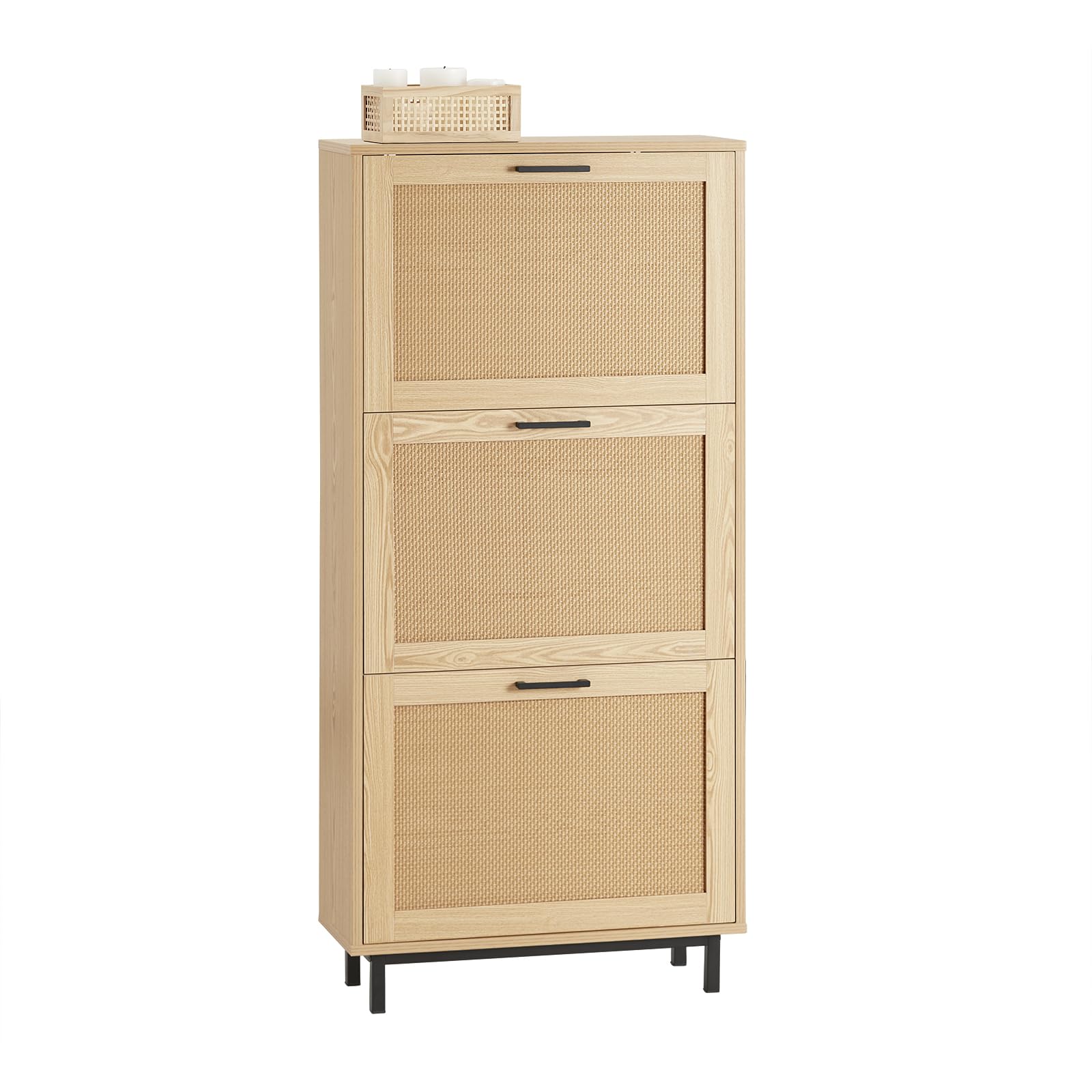SoBuy FSR155-N Organizador para Zapatos Estrecho con 3 Solapas Zapatero de Entrada 60 x 24 x 127 cm Madera ES