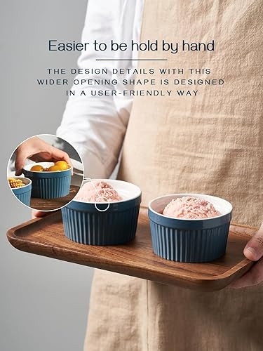 Miniatura 37 de DOWAN - Cazuelita de porcelana, para servir o para soufflé, Creme Brulee, de estilo clásico para hornear, juego de 6 Blanco