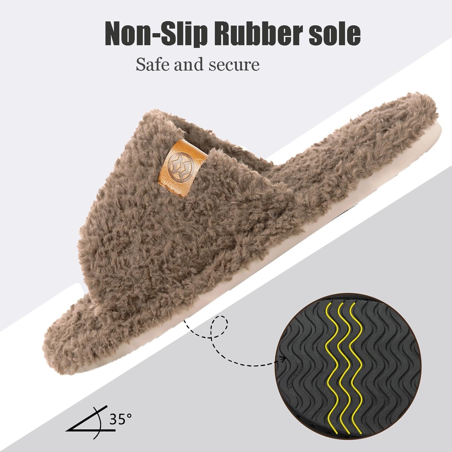 Dokela Fuzzy Open Toe Slippers for Women Indoor House Slipper