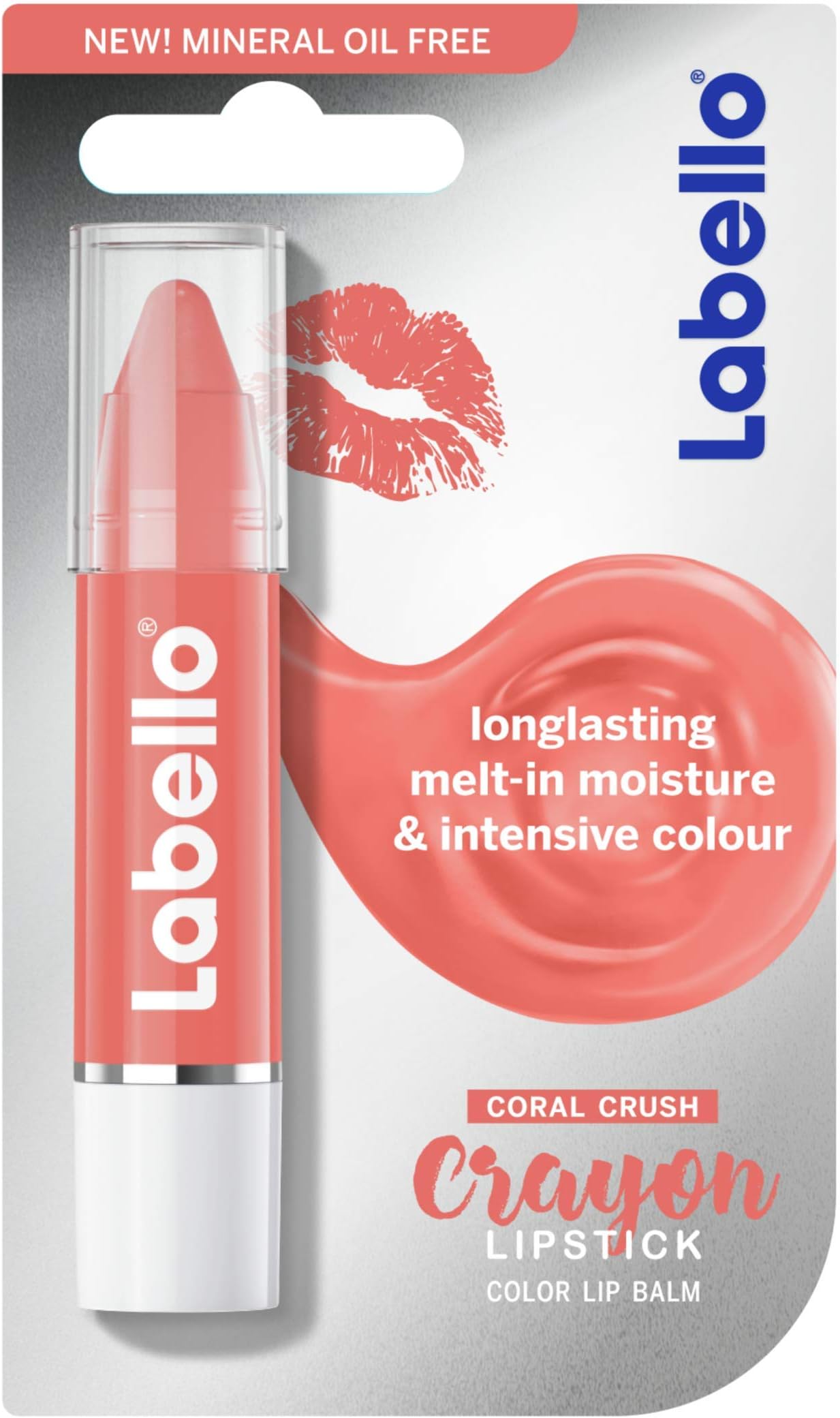 Labello Coral Crayon Lipstick - Colour Lip Balm with Natural Oils