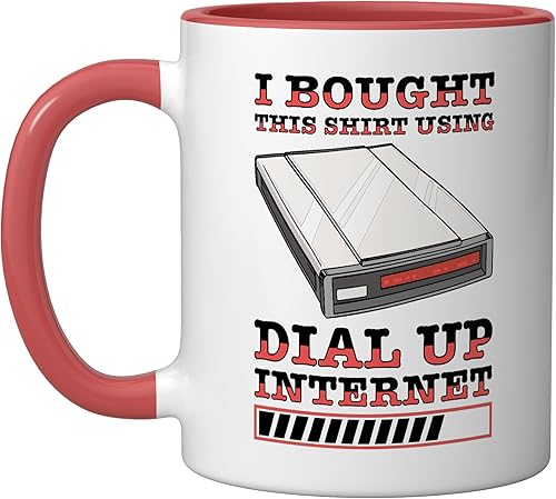 Miniatura 6 de 90s Nostalgia Retro 90s Dial Up Internet Vintage Ceramic Mug, Orange/White