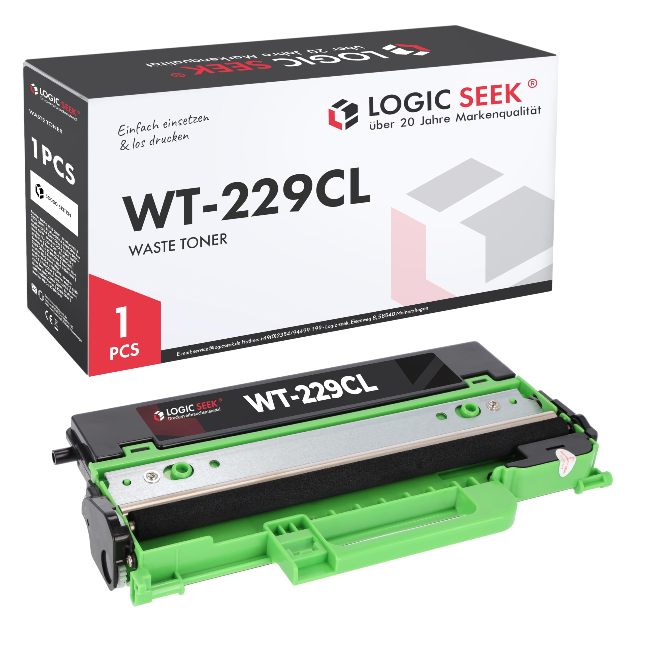 Logic-Seek WT-229CL Restonerbehälter kompatibel mit Brother HL-L3220CDW, HL-L3280CDW,MFC-L3765CDW, MFC-L3740CDW, DCP-L 3515 CDW, WT229CL Abfalltonerbehälter