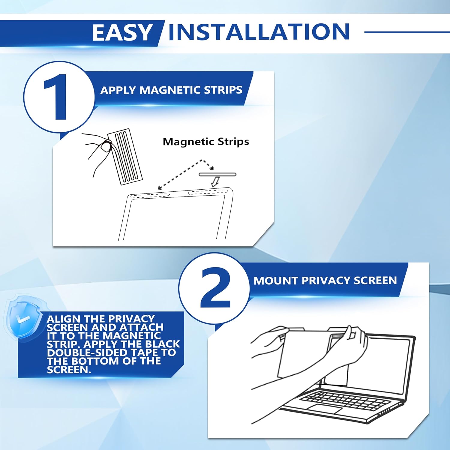 Magnetic Laptop Privacy Screen 14 Inch 16:9, Removable Computer Privacy Filter Shield and Anti Glare Blue Light Screen Protector, Compatible with HP Dell Acer Asus Samsung Lenovo ThinkPad