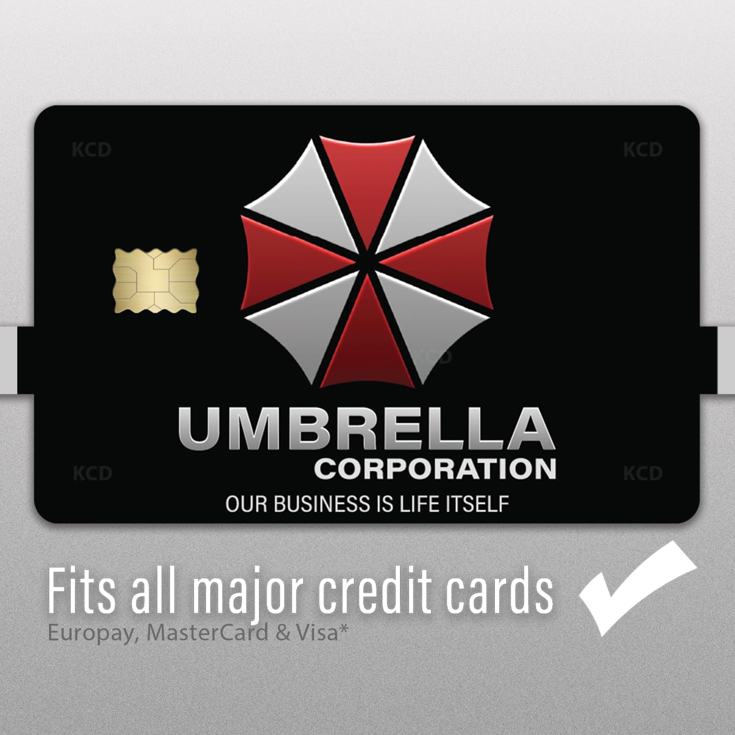 KCD Umbrella Corp Credit Card Skin – 3 Pack Vinyl Sticker Covers – Horror Game Inspired Card Wrap – Waterproof, Durable, Fits Most Debit & Credit Cards – CCS035