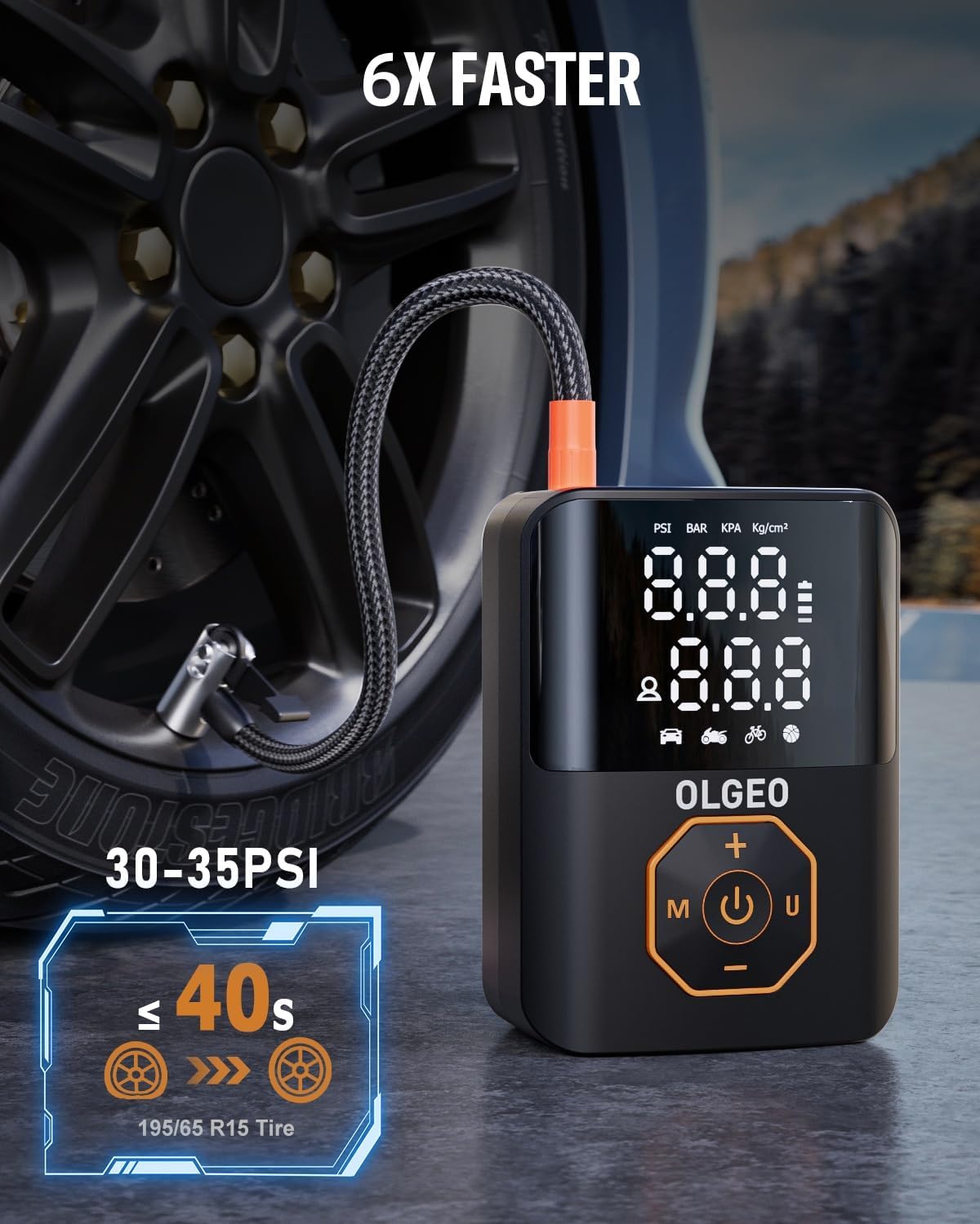 Tire Inflator Portable Air Compressor, 160PSI Tire Inflator for Car, 6X Faster Air Compressor with Digital Pressure Gauge, Tire Pump for Car, Motorcycle, Bike and Ball - Image 2