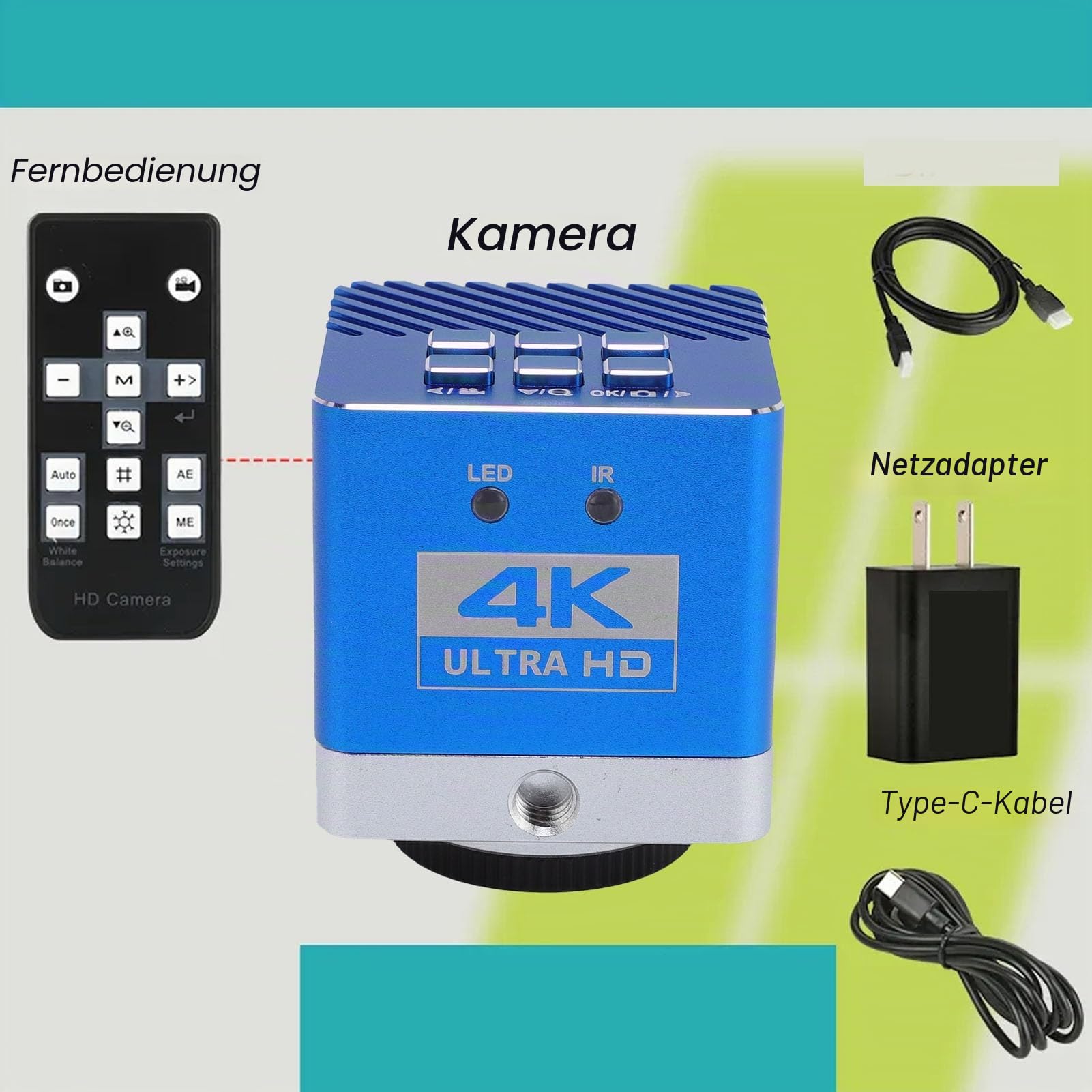4K USB -HDMI -Kamera, 8,3 MP 3840x2160 Hochauflösende Zoom in und aus HD -Industriekamera, Typ C Digitale Video -Mikroskopkamera mit Fernbedienung, 1/1,8 -Sensor