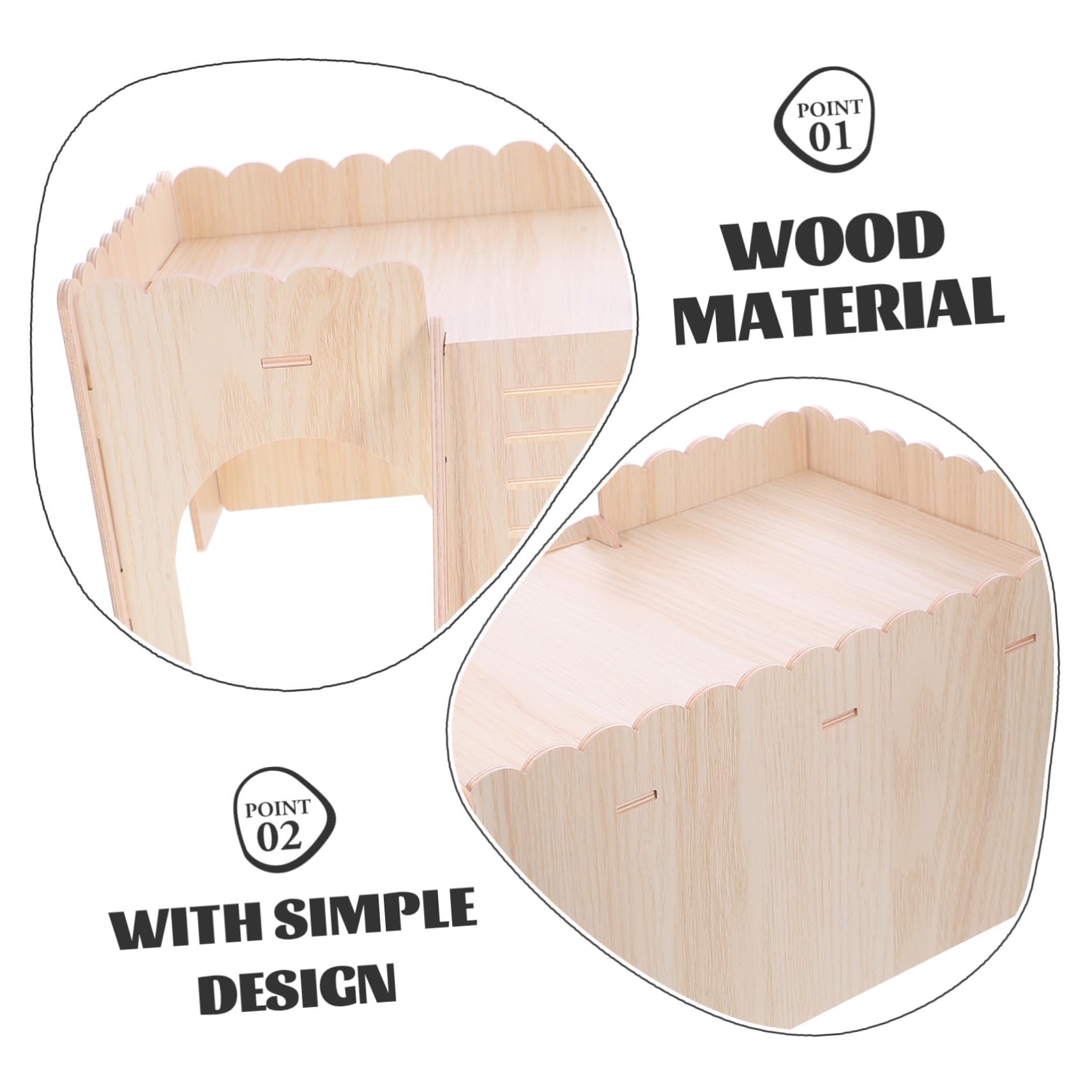 Holz Haustierhütte mit Schlitten, Villaförmig Beige für Kleintiere