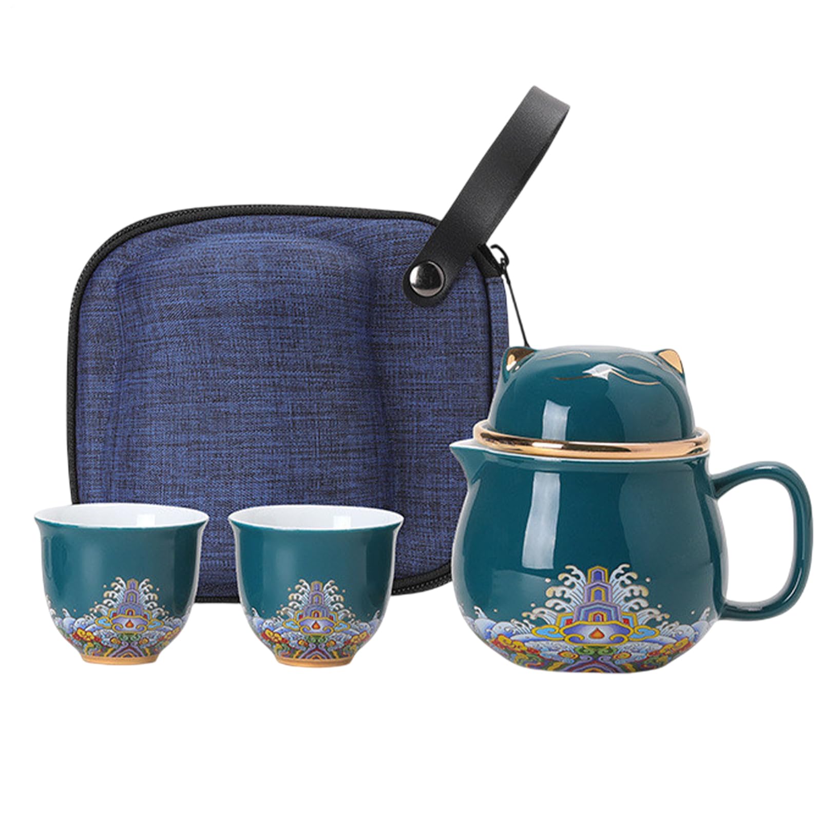 Set de Cerámica Filtro para té e infusor de porcelana antigolpes | Juego De Tazas De Té sin plomo, apto microondas, lavavajillas, compacto, apilable, infusor viaje, hogar, oficina