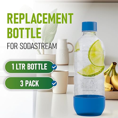 Miniatura 3 de Botellas de agua carbonatada de repuesto para SodaStream - 1 litro, sin BPA y a prueba de fugas (compatible con modelos Fizzi, One Touch, Jet,