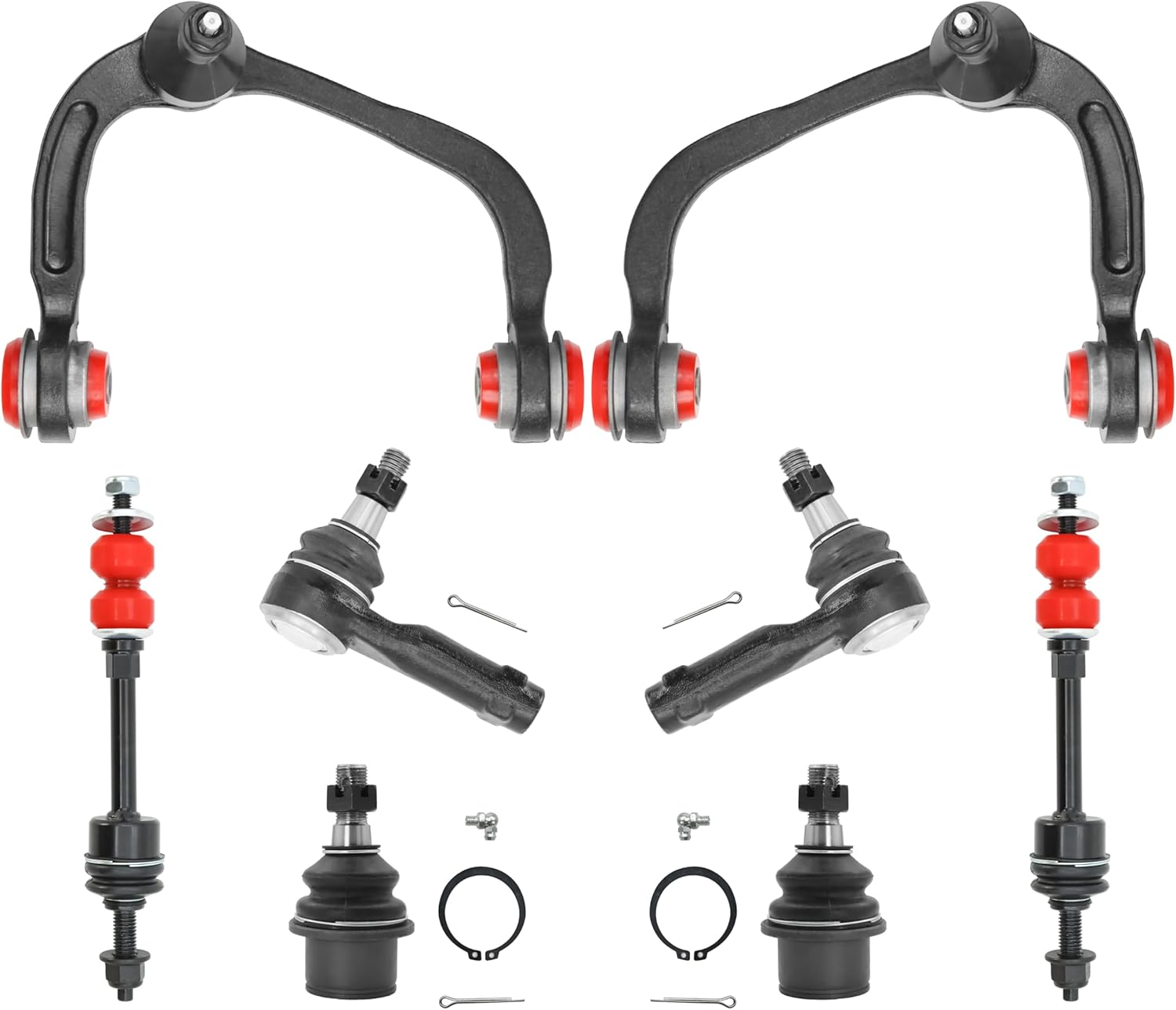 4WD Front End 8pc Suspension Kit for 2005-2008 Ford F-150, Lincoln Mark LT 2006 2007 2008, Upper Control Arms (K80306 & K80308), Lower Ball Joint, Outer Tie Rods, Sway Bar Replacement - 8PCS 8PC 4WD/ Front Upper 2005-2008