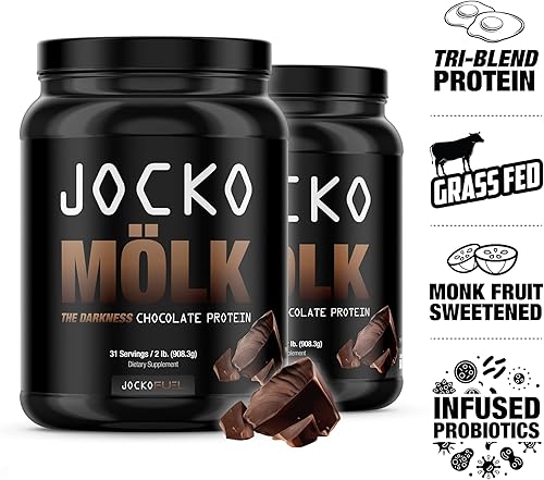 Miniatura 2 de Jocko Mölk - Proteína de suero en polvo - Keto, probióticos, alimentados con pasto, enzimas digestivas, aminoácidos, mezcla de frutas de monje sin