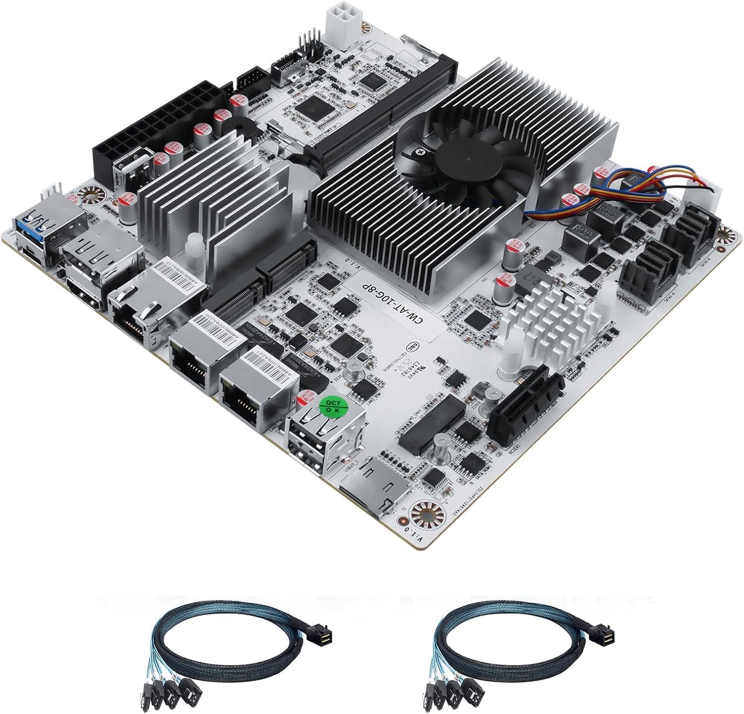 1 * 10G 2*i226-V 2.5G 3LAN N350 NAS Motherboard 8*SATA3.0(2*SFF 8643) 2*M.2 NVMe 1*DDR5 PCI-E x4 Slot USB3.2+Type-C 10Gbp Soft Router ITX Mainboard M.2 E_Key WiFi HDMI/DP1.4 Supports 4K@60Hz