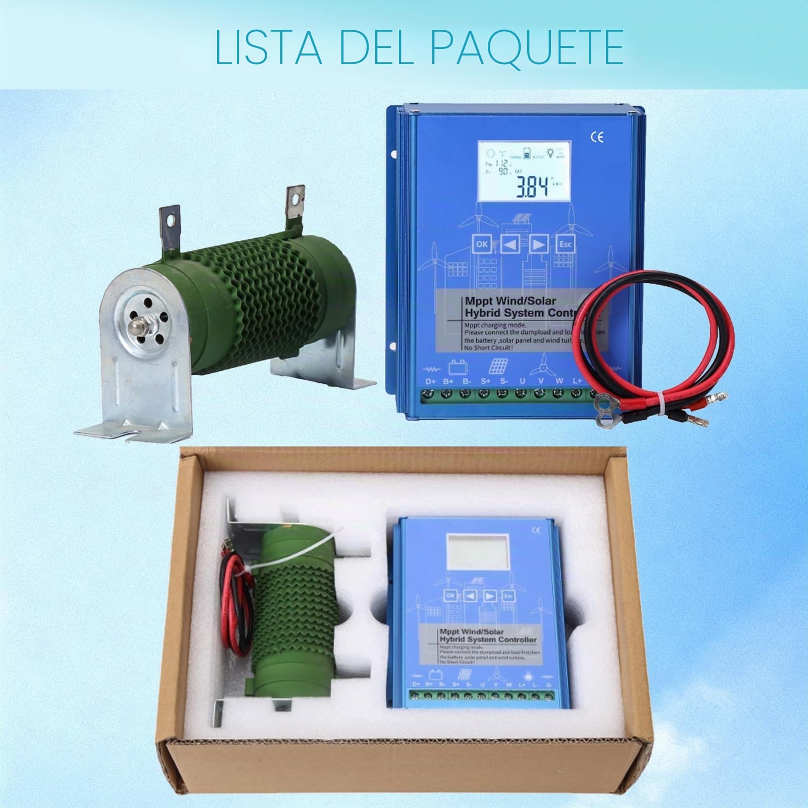 Controlador De Carga HíBrido Solar EóLico De 15000W, Regulador De Carga Mppt De 12V/24V Con Pantalla Lcd Y Carga De Descarga,12V