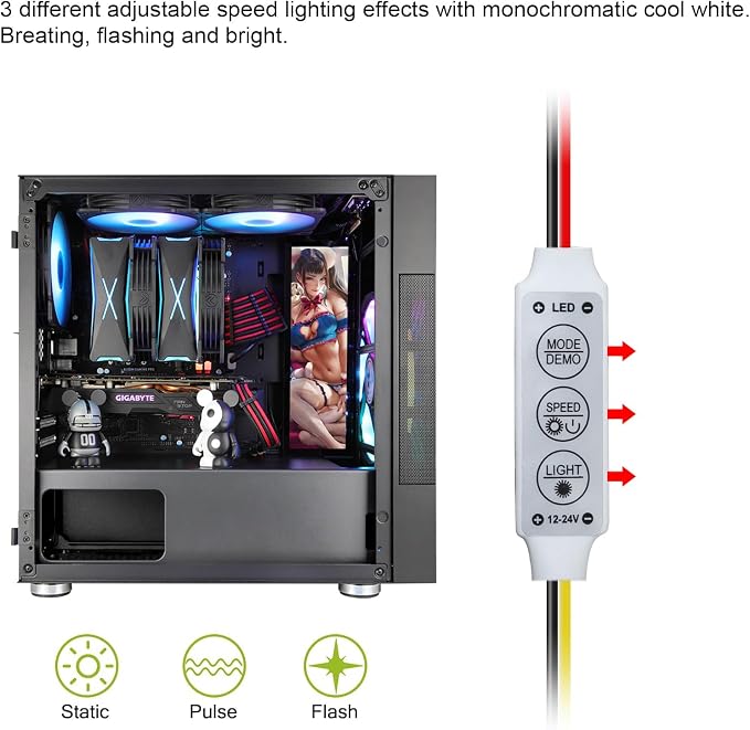 Panel Vetroo A6 para Gabinete PC con LED 9.8x3.1 pulg miniatura 2