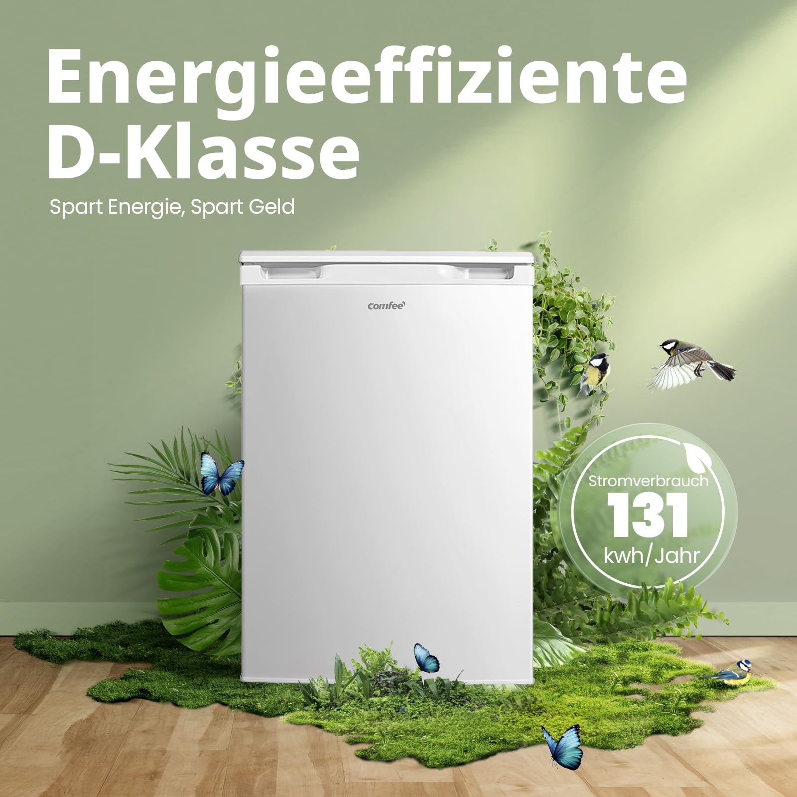 COMFEE RCU83WH3EU(E) 88L Gefrierschrank Inverter-Kompressor D-Energieeffizienz -24°C 4-Sterne-Gefrieren 39 dB 55 cm Breite 3 Fächer Weiß