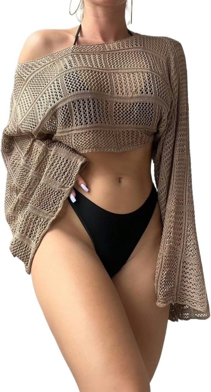 swimsuit coverup for women Summer Beach Hollow Out Cover Up Top