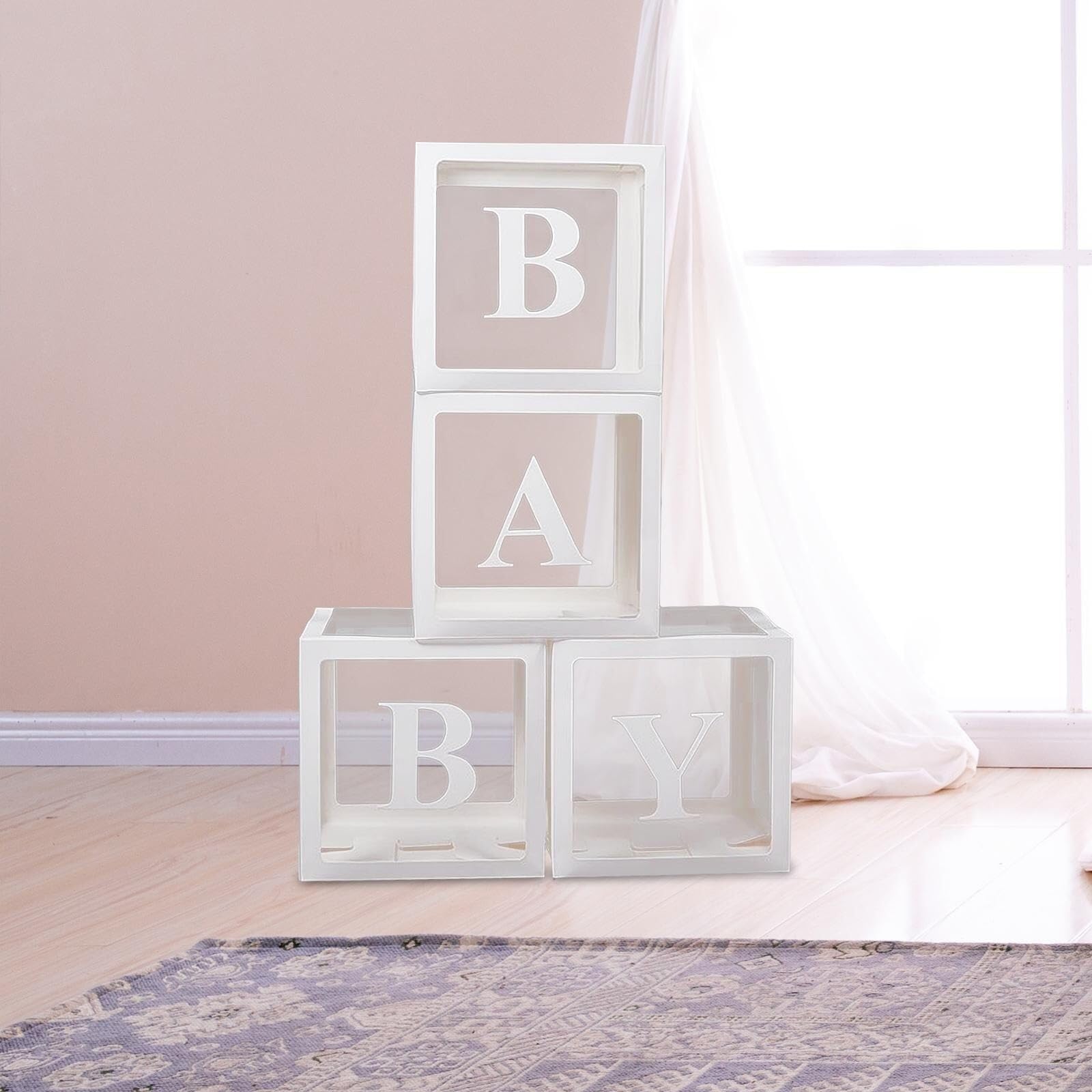 4 Stück Ballonboxen Babyboxen, Recycelbar, PVC, Faltbar, Buchstaben-Sets | Vielseitiges Dekorationsset Aus Umweltfreundlichem Kunststoff Individueller Beschriftungsmöglichkeit