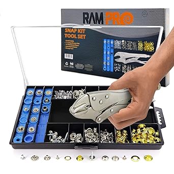 Amazon Com All In One Snap Grommet Eyelet Rivet Plier Tool Kit Ideal Enclosure For Tarps Shoes Shower Curtains Boat Covers Arts Crafts Etc By Ram Pro Industrial Scientific