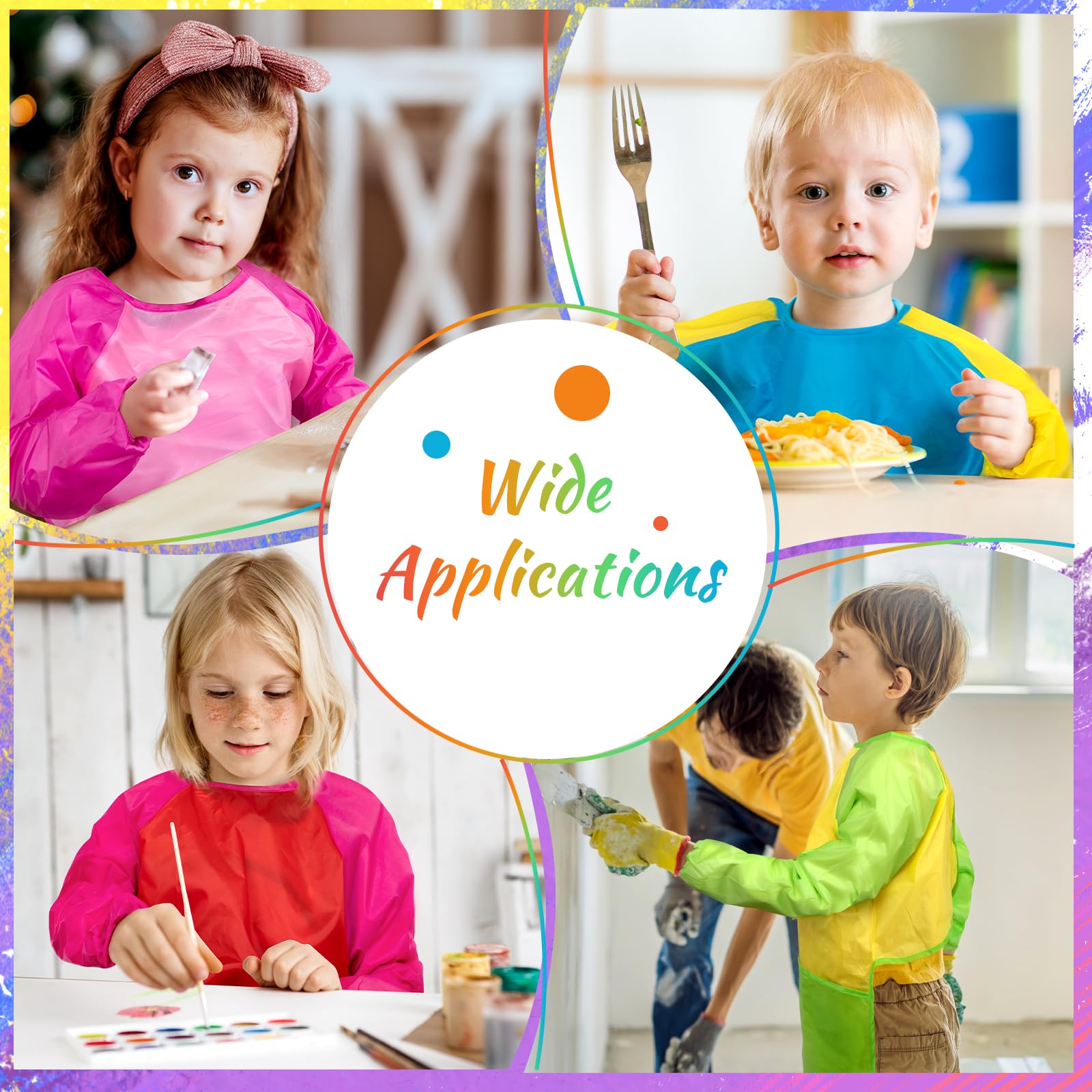 Grembiule da pittura per bambini, impermeabile, con 3 tasche, per bambini dai 3 ai 7 anni