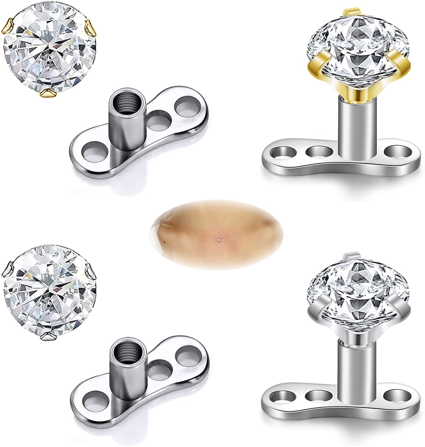 Cubic Zirconia Dermal Anchor Tops