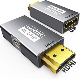 UANTIN HDMI to DisplayPort Adapter 4K@60Hz 1080p@120Hz - Uni-Directional Converter for Laptops PS5 Xbox Gaming Monitors