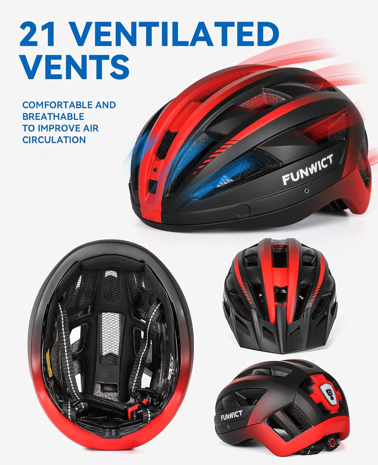 Adult Bike Helmet with Visor and Goggles for Men Women Mountain Road Bicycle Helmet Rechargeable Rear Light Cycling Helmet - Image 4