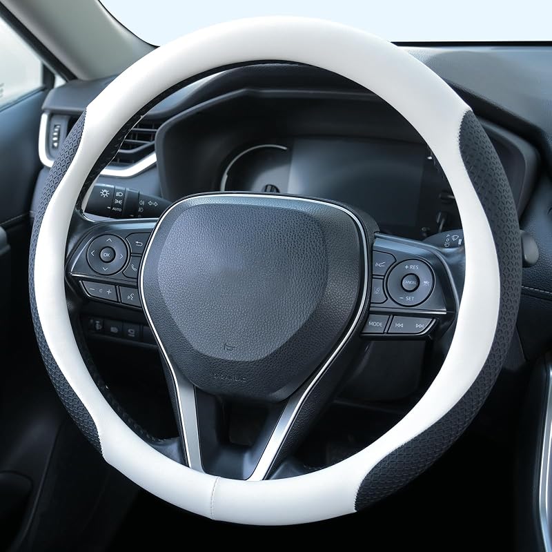 Capa para Volante em Couro Napa Uxcer Branca para Volantes de 36,8–38,1 cm STEERING-COVER-WHITE 1 unidade