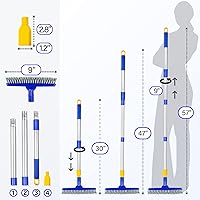 Vista 3 de ITTAR Cepillo para lechada con mango largo ajustable, cepillo giratorio para fregar, raspador de líneas de lechada en forma de V con cerdas rígidas
