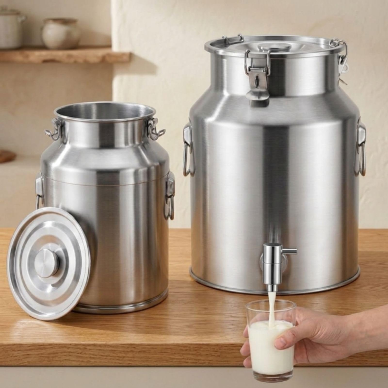 5L 18L 35L 58L Cántaro de Leche Acero Inox Dispensador Bebidas Grifo 304