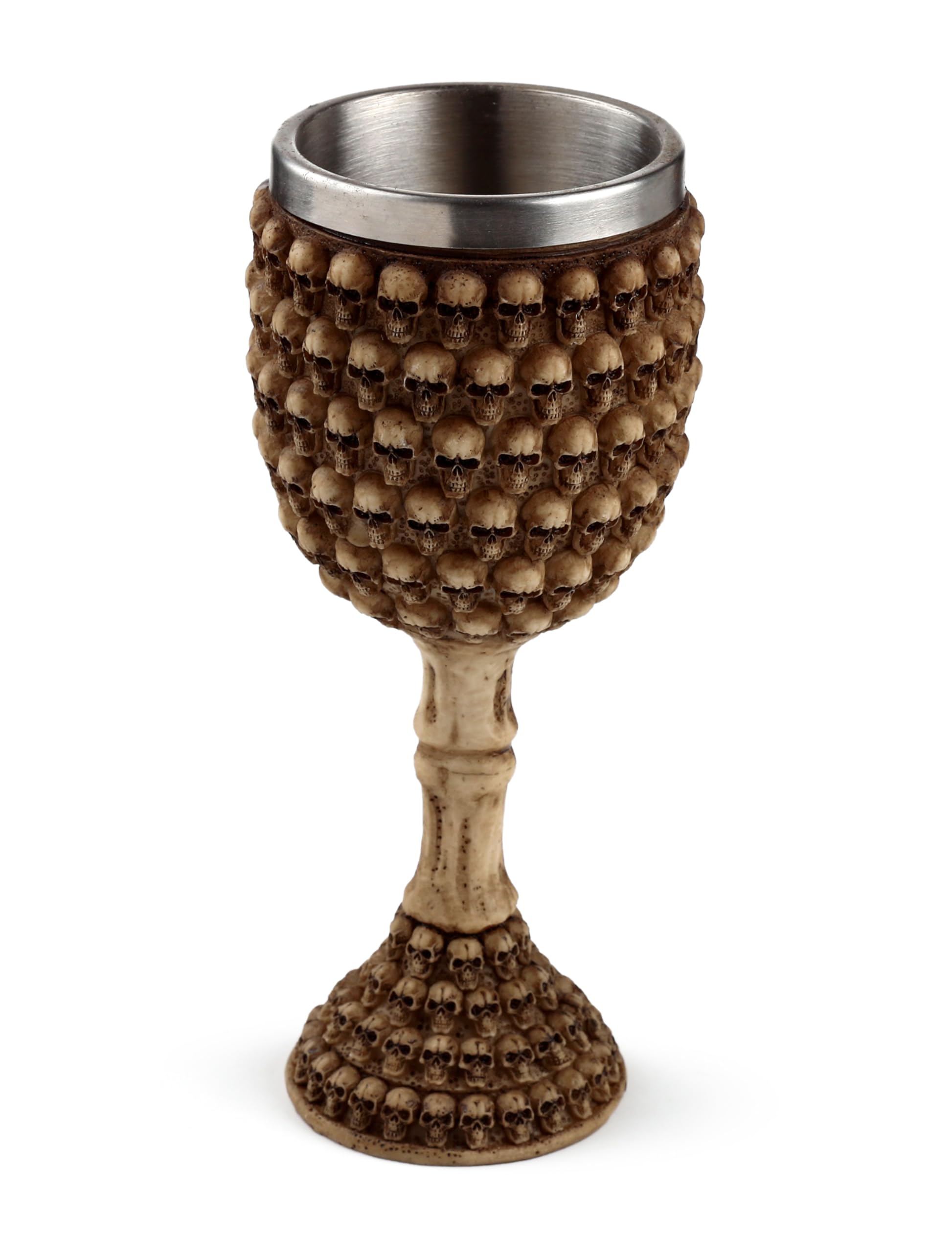 Puckator Decorative Multi Skull Goblet (Bulk Packaging) - Skulls And Bones Themed - Home Decoration - Wine Goblet - Fantasy Decorative Home Accessories - Stainless Steel - Resin