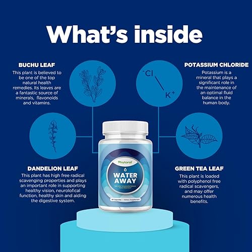 Miniatura 5 de Tevare - Píldoras de agua diurética prémium con vitamina B-6 cloruro de potasio y raíz de diente de león suplemento alimenticio puro y natural para