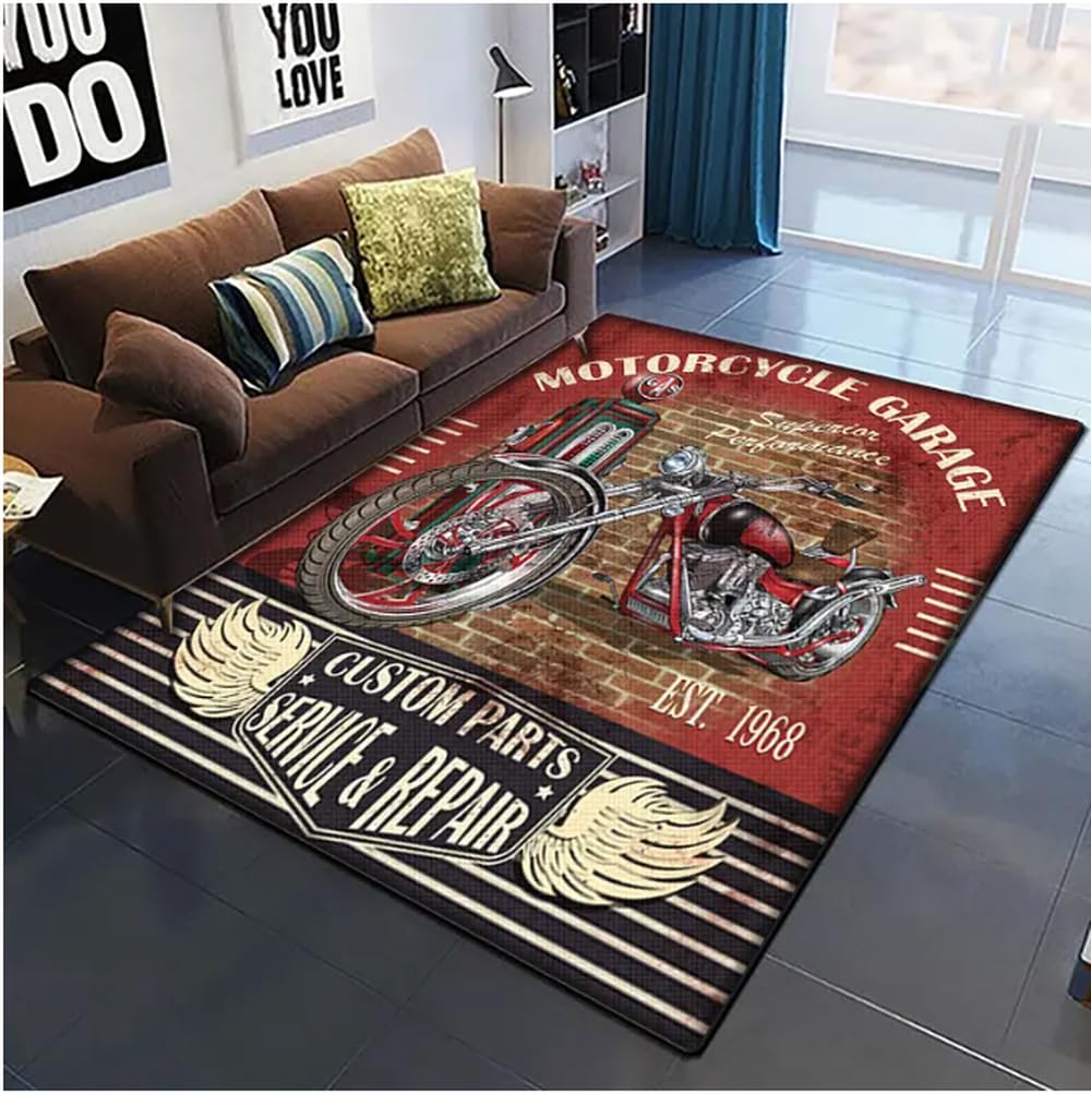 Tapis de sol moto rétro pour canapé de salon et grand paillasson d'entrée