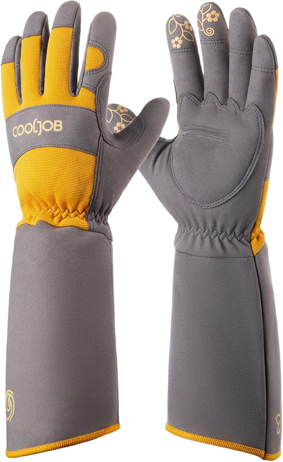 COOLJOB Thorn Proof Rose Pruning Garden Gloves for Women, Long Sleeve Padded Yard Work Gloves for Thorny Bush, Blackberry, Cactus, Heavy Duty/Puncture Resistant/Machine Washable, Large, Yellow
