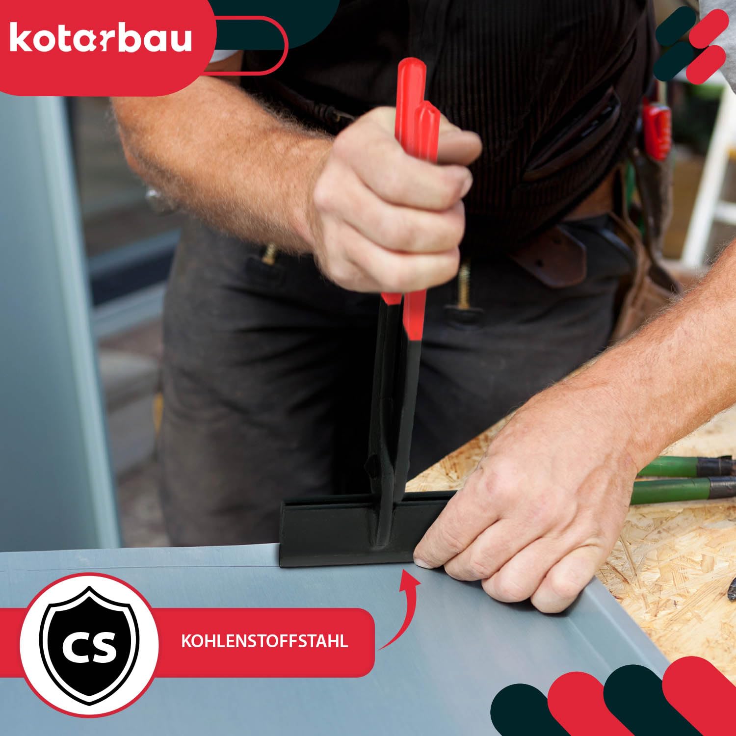 KOTARBAU® Pinza per lamiera, 100 mm, diritta 0º, pinza piegata forgiata per coperture per la piegatura di lamiere con impugnatura in gomma