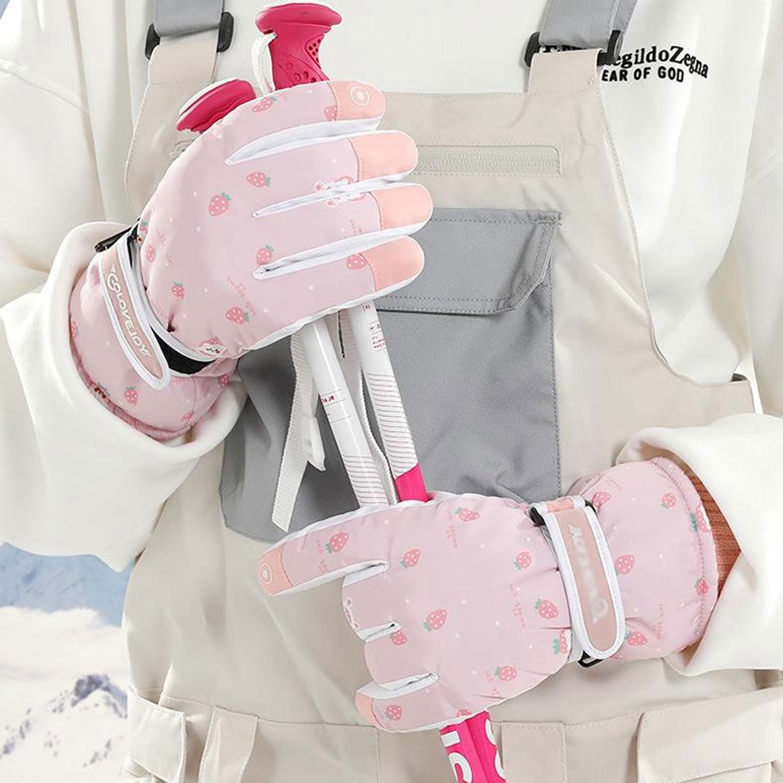 Guanti da Sci Invernali da Donna, Dita Intere per Sport all'Aria Aperta Ciclismo Equitazione Guanti Caldi Touchscreen Antiscivolo Impermeabili,
