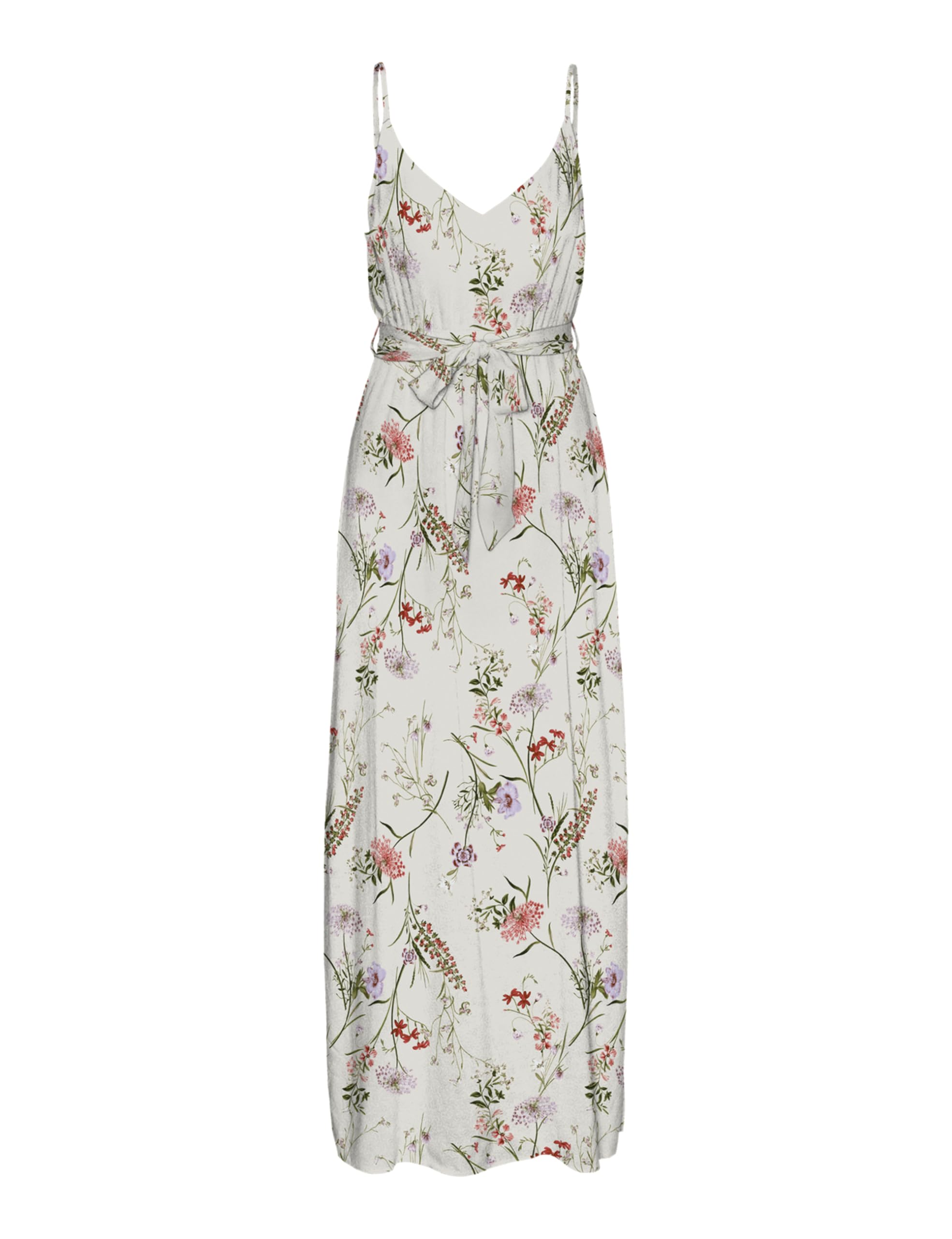 VERO MODA Women's Vmeasy Joy Slit Maxi V-Neck Dress WVN Ga Maxi Dress, Birch/AOP: vicka, L